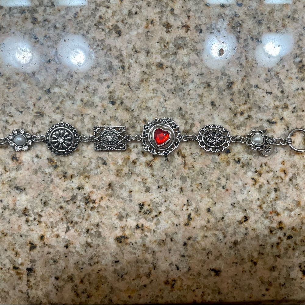 Silver and Red charm bracelet
